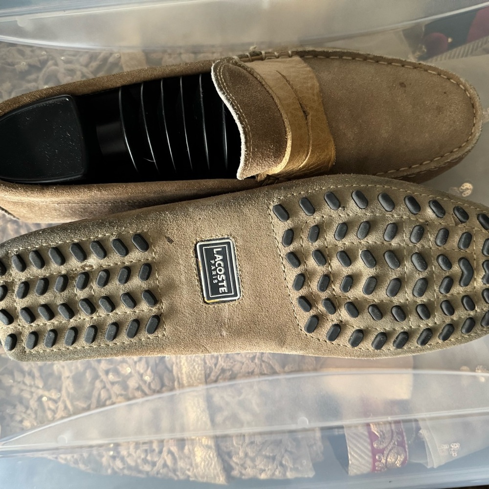 Lacoste Tan Suede Slip-On Loafers